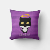 Gato Preto com Anjo Halo Bonito Ouro Personalizado