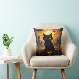 Almofada Gato Preto de Halloween