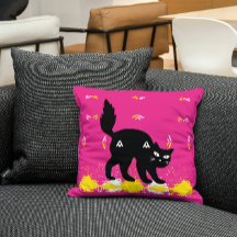 Gato Preto De Pet No Moderno Amarelo Cor-De-Rosa
