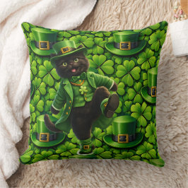 Almofada Gato preto duende sortudo Dia de São Patrício Pat