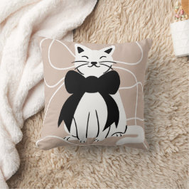 Almofada Gato preto e branco com linha abstrata