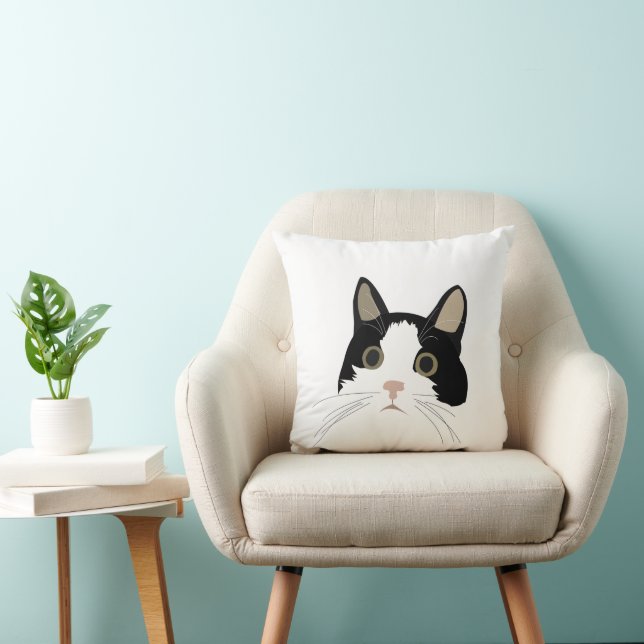 Almofada Gato Preto e Branco Fofo (Cadeira)