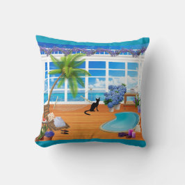 Almofada Gato Preto e Travesseiro de Praia