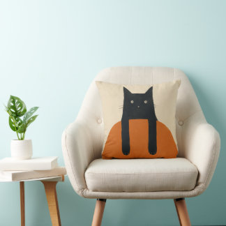 Almofada Gato Preto Engraçado Espiando Minimalista Moderno