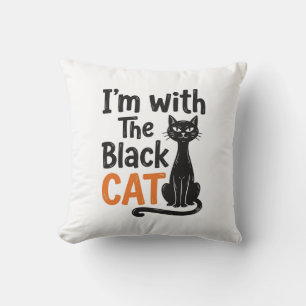 Almofada Gato Preto Engraçado Gravura Vintage Design de Hal