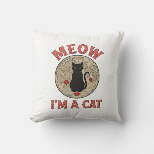 Almofada Gato Preto Engraçado Lua Design Vintage Halloween_