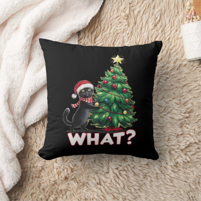Almofada Gato Preto Engraçado O Que Árvore De Natal De Nata (Cobertor)