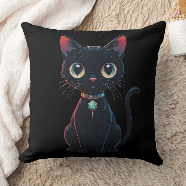 Almofada Gato Preto Pouco Assustador (Cobertor)