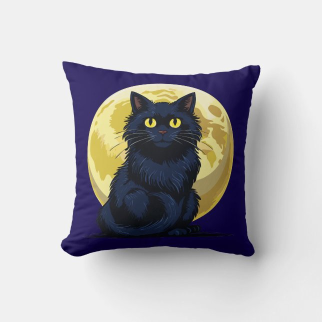 Almofada Gato preto zangado (Frente)