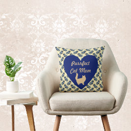 Almofada Gato Puro Mãe Azul e Dourado Amarelo Floral