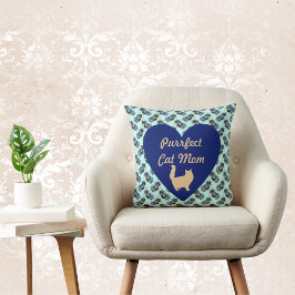 Almofada Gato Puro Mãe Azul e Dourado Azul Floral