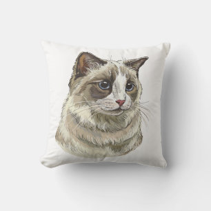 Almofada Gato Ragdoll de desenho manual
