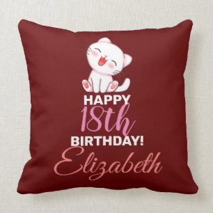 Almofada Gato Rindo Gato Feliz 18º Aniversário