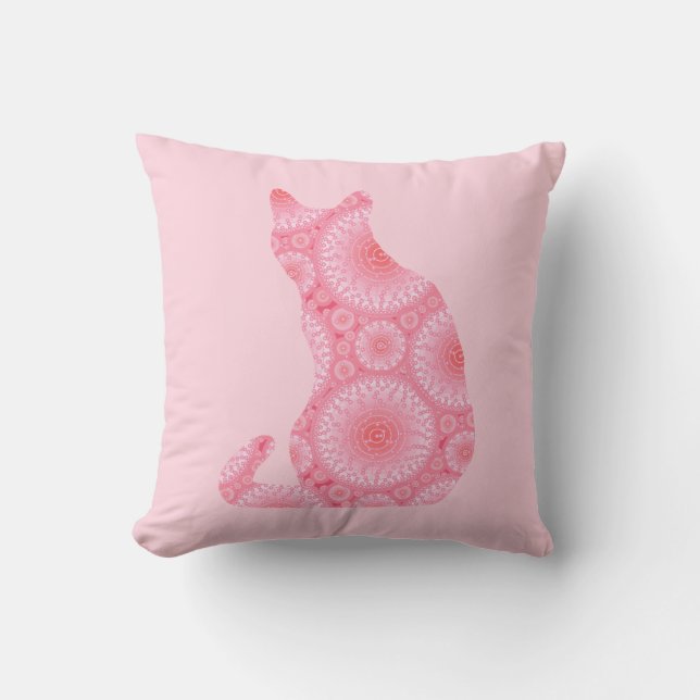 Almofada Gato "Rodas da Luz" - rosa coral (Frente)
