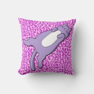 Almofada Gato Roxo Adormecido Fofo