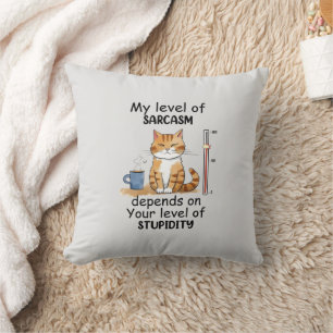 Almofada Gato Sarcástico - Arte Laranja Engraçada