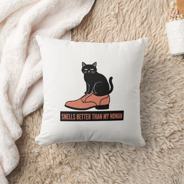 Almofada Gato Sarcástico em Sapato Meme de Linocut (Cobertor)