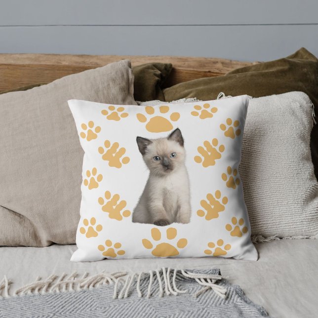 Almofada Gato Siames Fofinho Personalizado Branco Bege (Criador carregado)