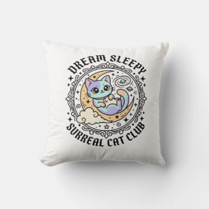 Almofada Gato Surreal Sonolento dos Sonhos Design de Amante