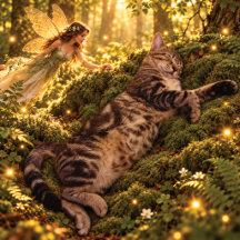 Gato Tabby Adormecido & Travesseiro da Floresta En