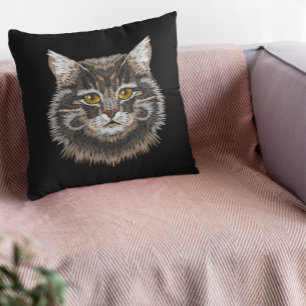 Almofada Gato Tom Preto Branco Marrom