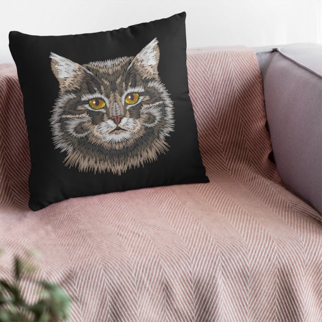 Almofada Gato Tom Preto Branco Marrom (Criador carregado)