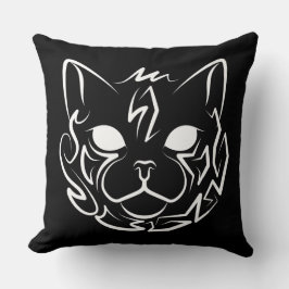 Almofada Gato Tribal Negro e Branco