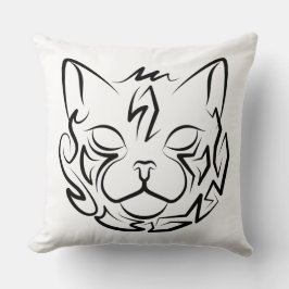 Almofada Gato Tribal Negro e Branco