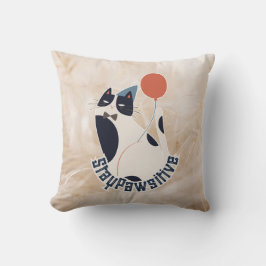 Almofada Gato Tuxedo Encantador Permaneça Pawsitivo Inspira