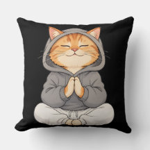 Gato Zen com Capuz – Gato de Desenho Animado Fofo 
