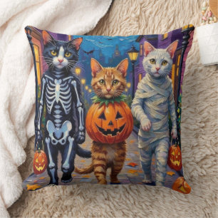 Almofada Gatos Angora Turcos em Fantasias de Halloween
