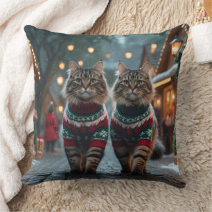 Almofada Gatos Angorá Turcos Natal Neve Férias