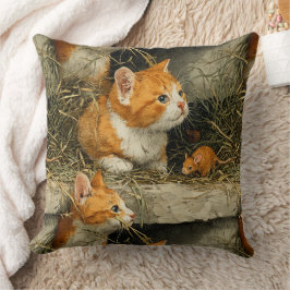 Almofada Gatos Atigrados Laranjas Caçam Ratos