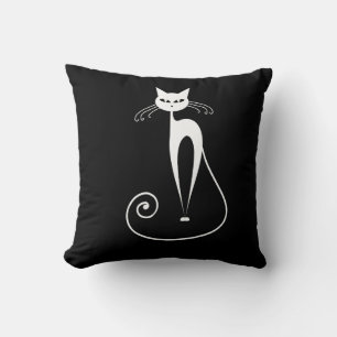 Almofada Gatos brancos estilizados em preto