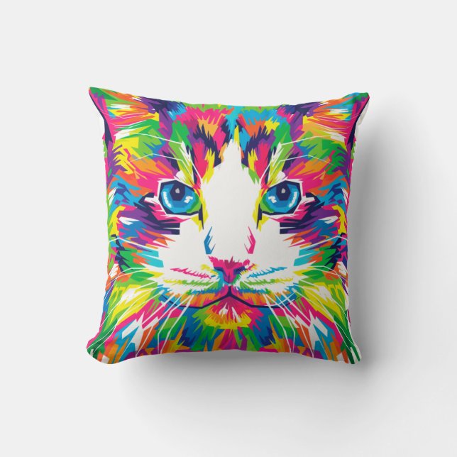 Almofada Gatos Coloridos Imagens Estéticas De Gatos (Frente)