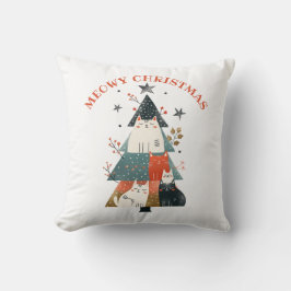 Almofada Gatos De Aquarelas Árvore Xmas Fúria Feliz Natal