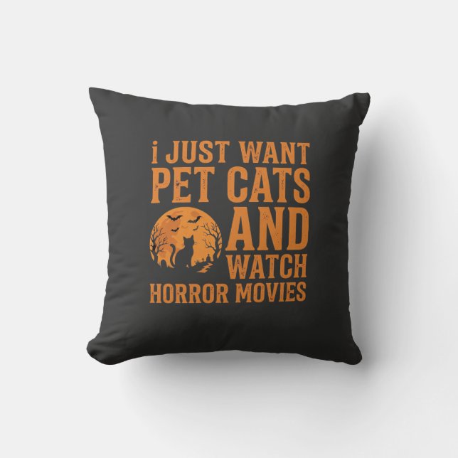 Almofada Gatos de Estimação Filmes de Terror Design de Hall (Frente)