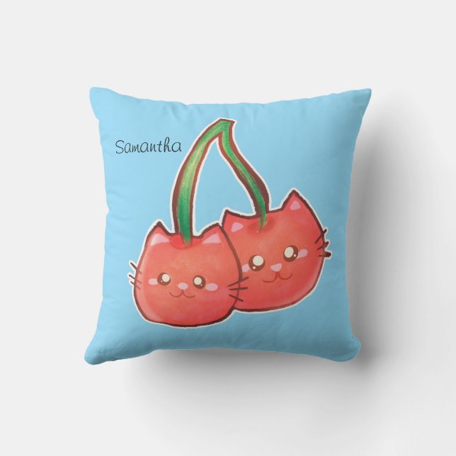 Almofada Gatos De Fruta De Cereja (Verso)