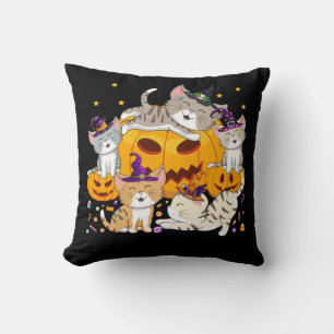 Almofada Gatos de Halloween Anime Gato Kawaii Neko Pumpkin