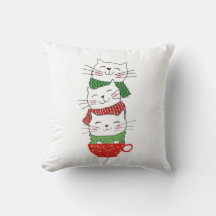 Gatos de Natal Xícaras Empilhadas Cachecóis Engraç