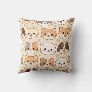 Almofada Gatos e Cachorros de Desenho Animado Fofo Padrão A