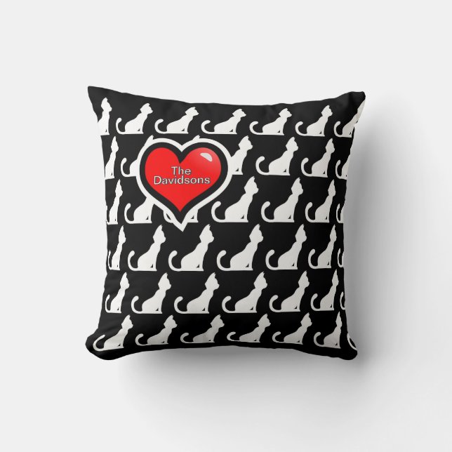 Almofada Gatos e Travesseiro decorativo do coração (Frente)