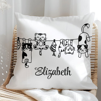 Almofada Gatos Fofos Pendurados Nome Personalizado