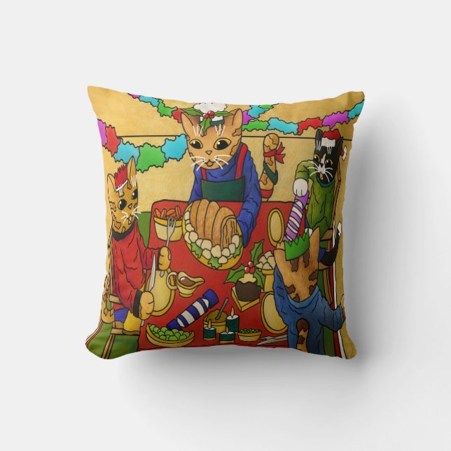 Almofada Gatos Jantes de Natal Britânicos (Frente)