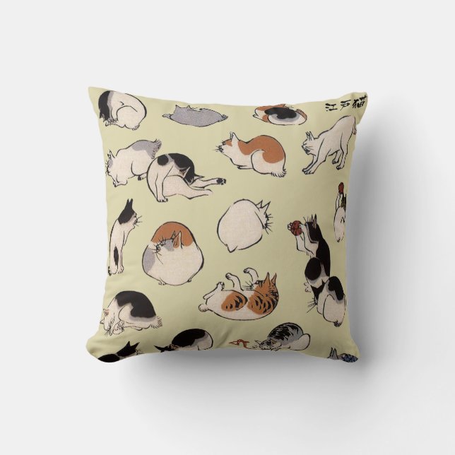 Almofada Gatos Japoneses (Incháveis A Cores) (Frente)
