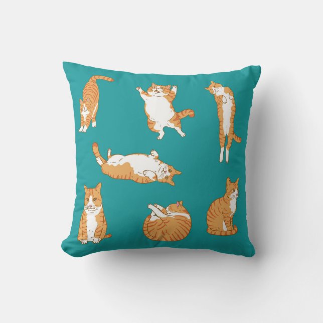 Almofada Gatos Laranja Engraçados (Frente)