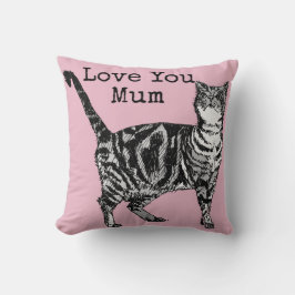 Almofada Gatos Listrados Pastel Gatos Rosa Rosa Amor Mãe Mã
