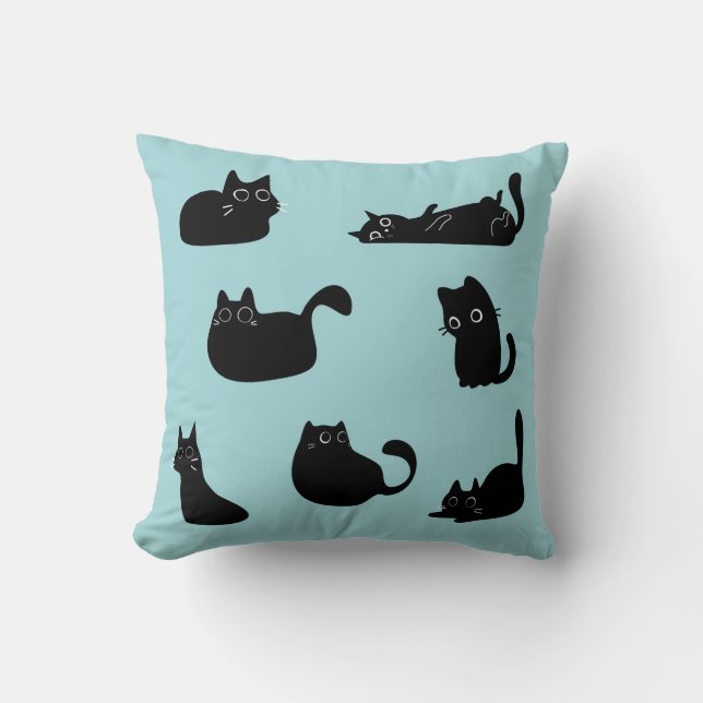 Almofada Gatos Negros Engraçados (Frente)