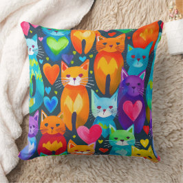 Almofada Gatos ousados e melancólicos padrão de aquarela