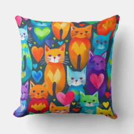 Almofada Gatos ousados e melancólicos padrão de aquarela